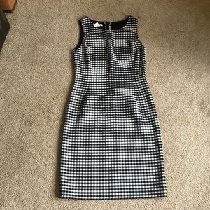 Oscar de La Renta Black White Check Wool Sheath 10